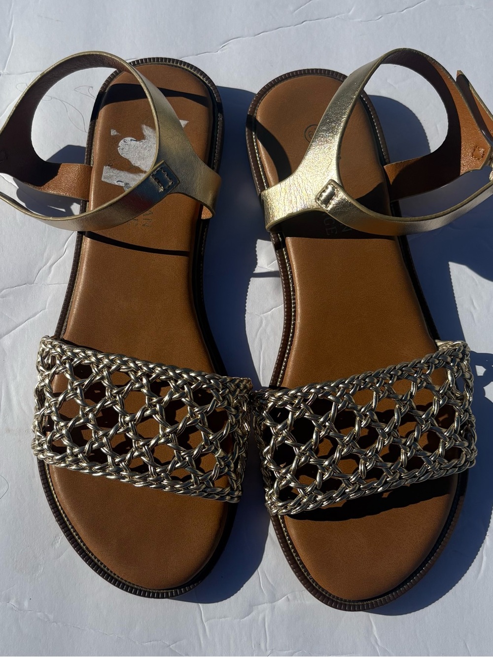 American Exchange Gold Braided-Strap Sandals